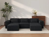 Forma Black 3-Seater U-Shaped Sectionals | 5-Piece (includes 2 ottomans), Cloud Velvet Fabric, Fixed Upholstery