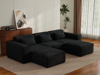 Forma Black 3-Seater U-Shaped Sectionals | 5-Piece (includes 2 ottomans), Cloud Velvet Fabric, Fixed Upholstery