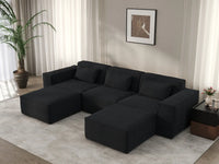 Forma Black 3-Seater U-Shaped Sectionals | 5-Piece (includes 2 ottomans), Cloud Velvet Fabric, Fixed Upholstery