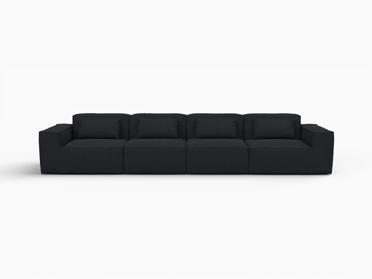 Forma Black 4-Seater Couch Sectionals | 4-Piece, Cloud Velvet Fabric, Fixed Upholstery