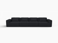 Forma Black 4-Seater Couch Sectionals | 4-Piece, Cloud Velvet Fabric, Fixed Upholstery