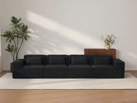 Forma Black 4-Seater Couch Sectionals | 4-Piece, Cloud Velvet Fabric, Fixed Upholstery