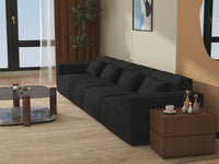 Forma Black 4-Seater Couch Sectionals | 4-Piece, Cloud Velvet Fabric, Fixed Upholstery