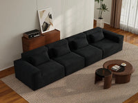 Forma Black 4-Seater Couch Sectionals | 4-Piece, Cloud Velvet Fabric, Fixed Upholstery