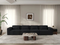 Forma Black 4-Seater Couch Sectionals | 4-Piece, Cloud Velvet Fabric, Fixed Upholstery
