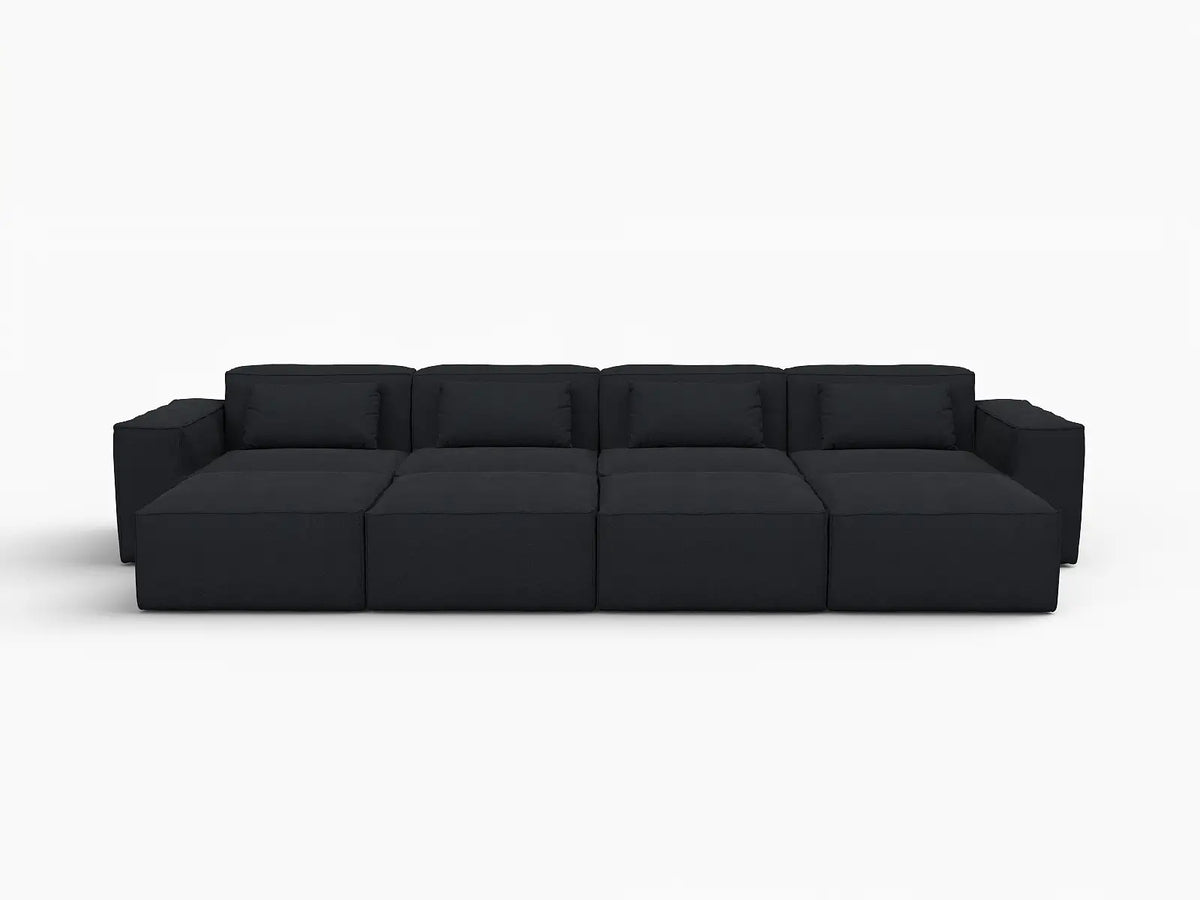 Forma Black 4-Seater Pit Sectionals | 8-Piece (includes 4 ottomans), Cloud Velvet Fabric, Fixed Upholstery
