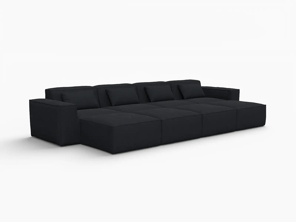 Forma Black 4-Seater Pit Sectionals | 8-Piece (includes 4 ottomans), Cloud Velvet Fabric, Fixed Upholstery