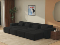 Forma Black 4-Seater Pit Sectionals | 8-Piece (includes 4 ottomans), Cloud Velvet Fabric, Fixed Upholstery