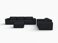 Forma Black 5-Seater Sofa Sets | 6-Piece (includes 1 ottoman), Cloud Velvet Fabric, Fixed Upholstery
