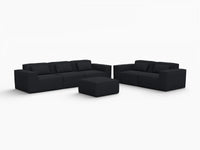 Forma Black 5-Seater Sofa Sets | 6-Piece (includes 1 ottoman), Cloud Velvet Fabric, Fixed Upholstery