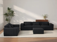 Forma Black 5-Seater Sofa Sets | 6-Piece (includes 1 ottoman), Cloud Velvet Fabric, Fixed Upholstery