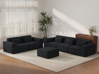 Forma Black 5-Seater Sofa Sets | 6-Piece (includes 1 ottoman), Cloud Velvet Fabric, Fixed Upholstery