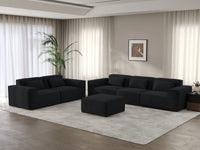 Forma Black 5-Seater Sofa Sets | 6-Piece (includes 1 ottoman), Cloud Velvet Fabric, Fixed Upholstery