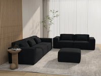 Forma Black 5-Seater Sofa Sets | 6-Piece (includes 1 ottoman), Cloud Velvet Fabric, Fixed Upholstery