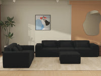 Forma Black 5-Seater Sofa Sets | 6-Piece (includes 1 ottoman), Cloud Velvet Fabric, Fixed Upholstery