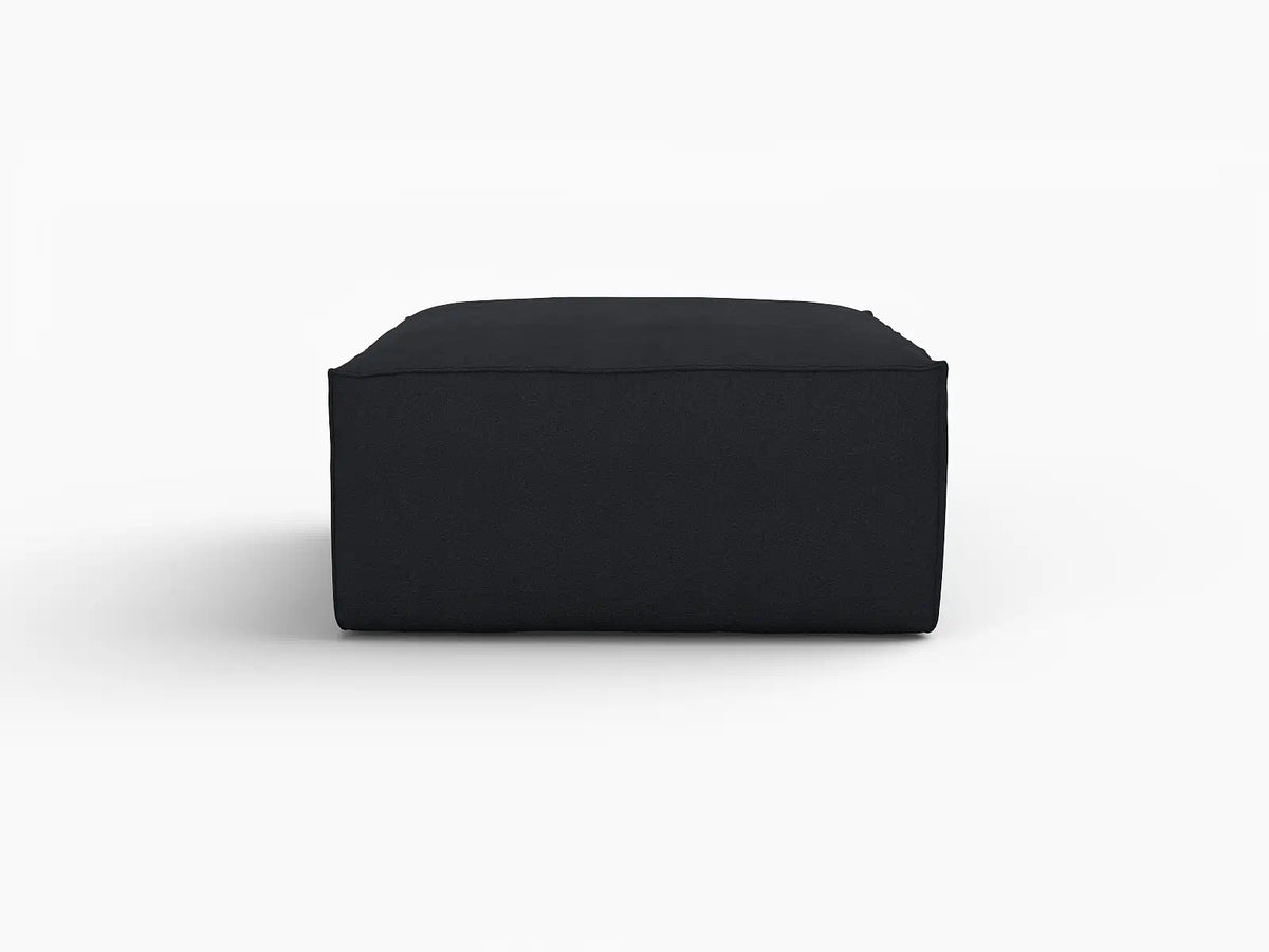 Black Ottoman | 1-Piece, Cloud Velvet Fabric, Fixed Upholstery