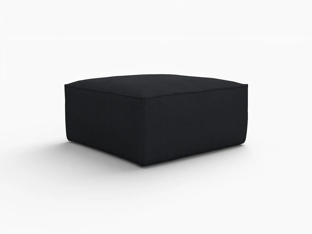Black Ottoman | 1-Piece, Cloud Velvet Fabric, Fixed Upholstery