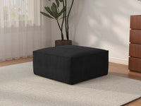 Black Ottoman | 1-Piece, Cloud Velvet Fabric, Fixed Upholstery