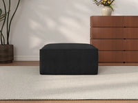 Black Ottoman | 1-Piece, Cloud Velvet Fabric, Fixed Upholstery