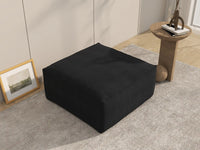 Black Ottoman | 1-Piece, Cloud Velvet Fabric, Fixed Upholstery