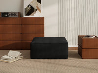 Black Ottoman | 1-Piece, Cloud Velvet Fabric, Fixed Upholstery