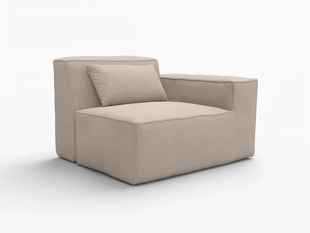 Forma Brown 1-Seater Single Sofa | 1-Piece, Cloud Velvet Fabric, Fixed Upholstery