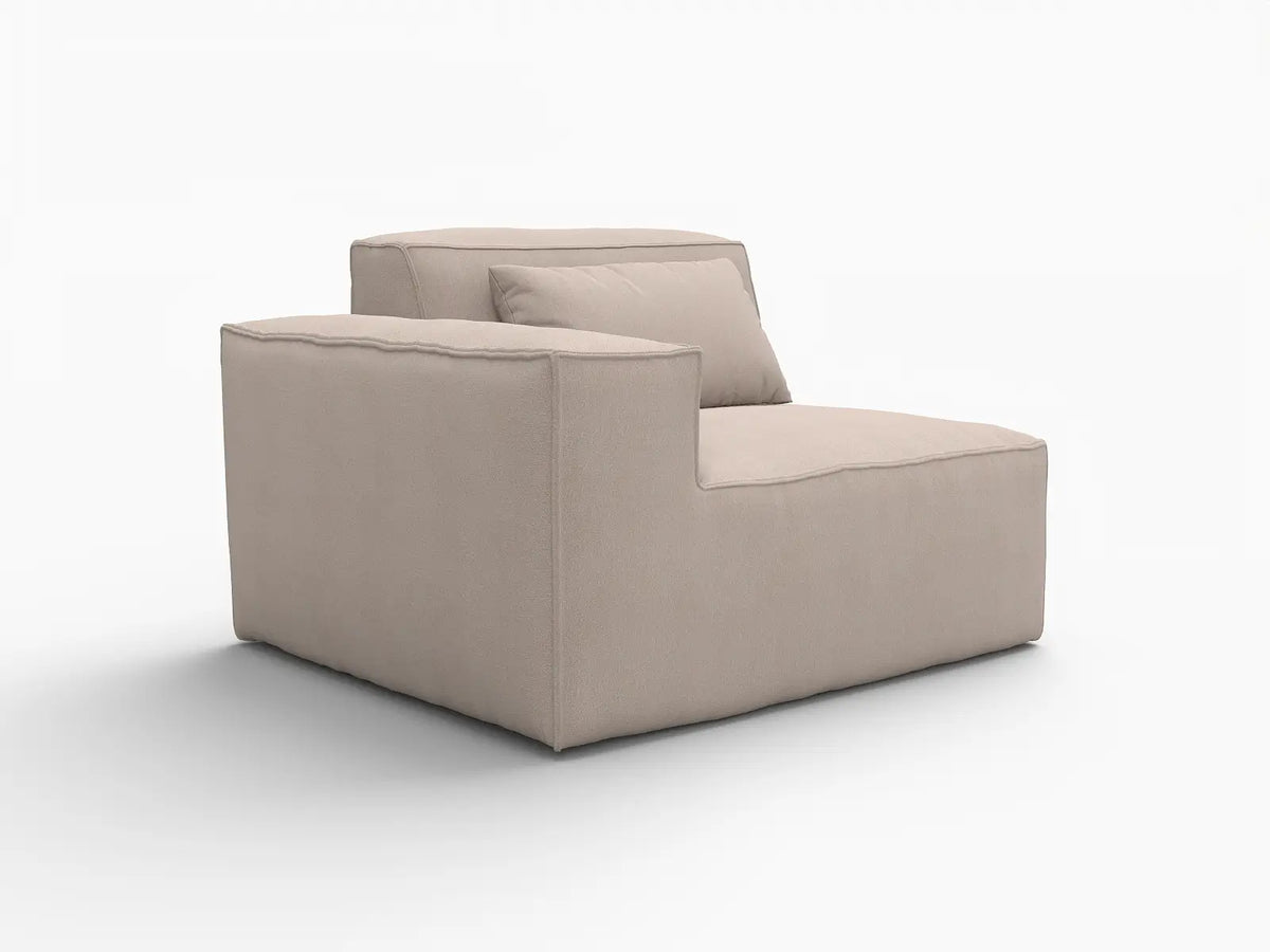 Forma Brown 1-Seater Single Sofa | 1-Piece, Cloud Velvet Fabric, Fixed Upholstery