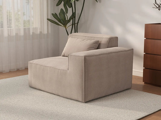 Forma Brown 1-Seater Single Sofa | 1-Piece, Cloud Velvet Fabric, Fixed Upholstery