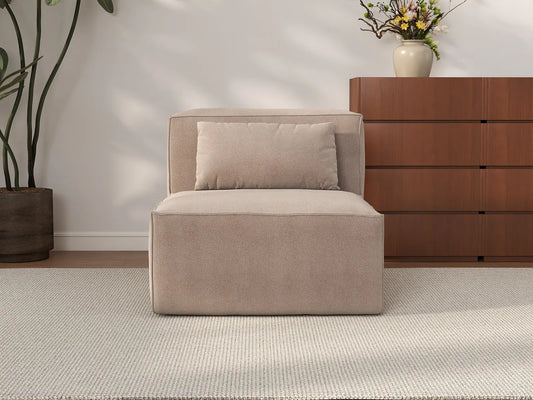Forma Brown 1-Seater Single Sofa | 1-Piece, Cloud Velvet Fabric, Fixed Upholstery