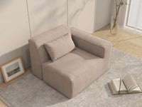 Forma Brown 1-Seater Single Sofa | 1-Piece, Cloud Velvet Fabric, Fixed Upholstery