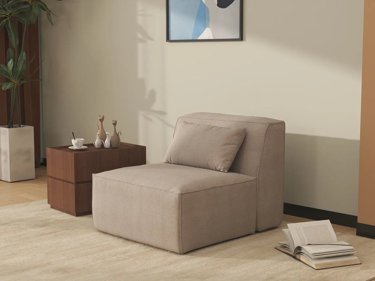 Sofá modular individual Matrix de 1 plaza, color marrón | 1 pieza, tejido Cloud Velvet, diseño compacto