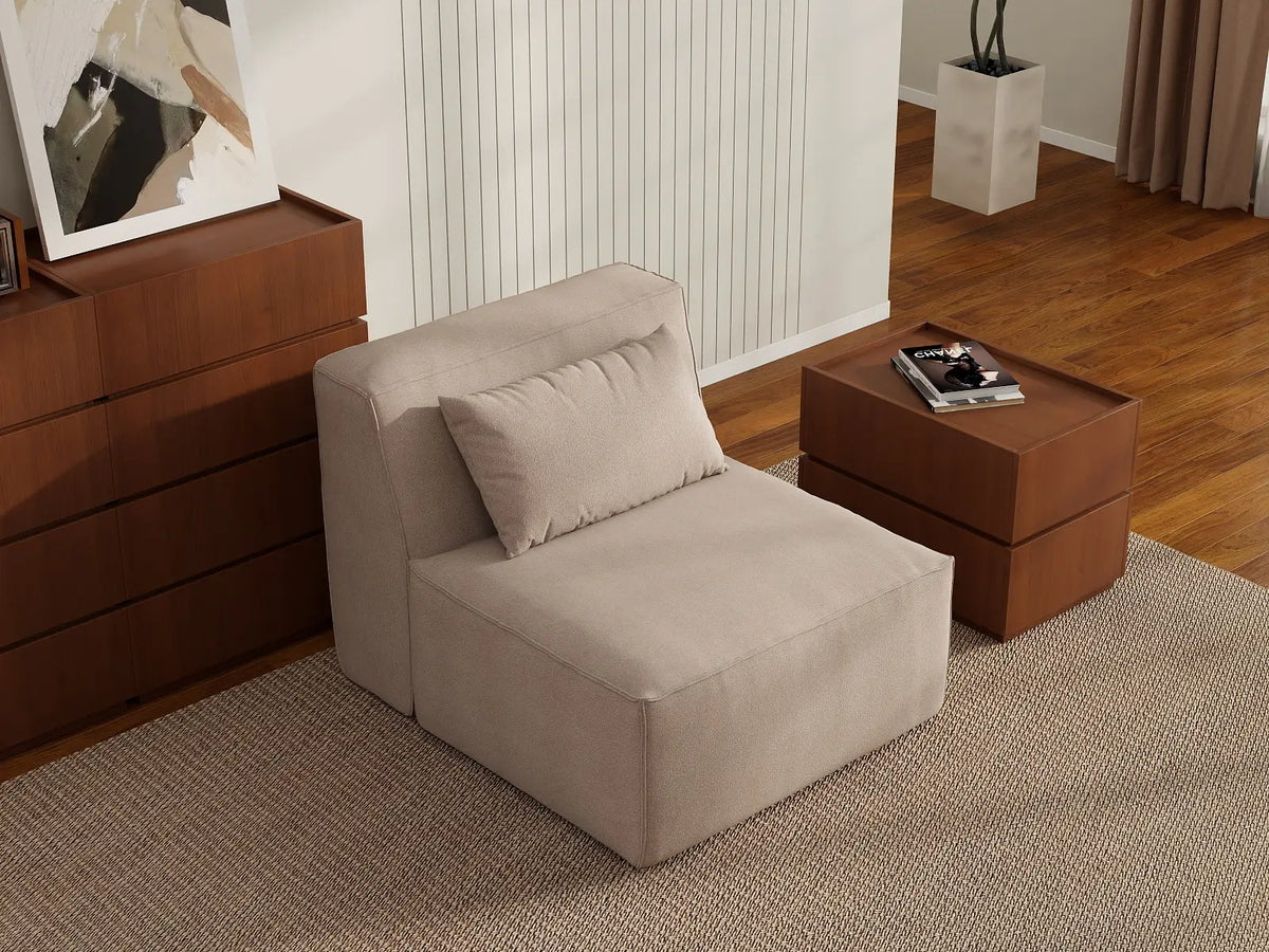 Sofá modular individual Matrix de 1 plaza, color marrón | 1 pieza, tejido Cloud Velvet, diseño compacto