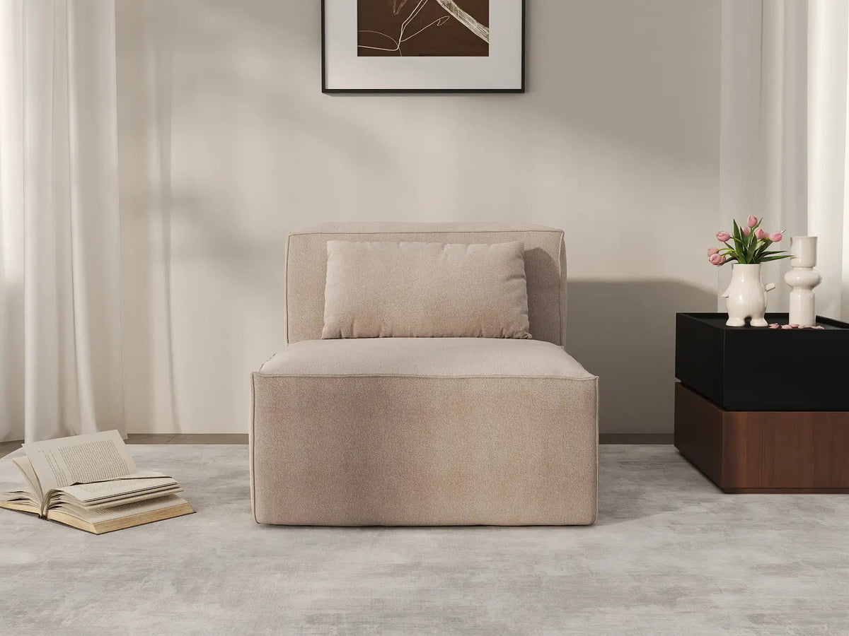 Sofá modular individual Matrix de 1 plaza, color marrón | 1 pieza, tejido Cloud Velvet, diseño compacto