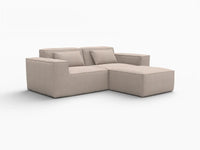 Sofá modular seccional Matrix de 2 plazas con chaise longue, color marrón | 3 piezas (incluye 1 otomana), tela Cloud Velvet, ideal para espacios pequeños.