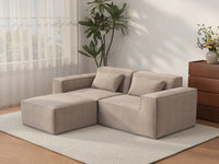 Sofá modular seccional Matrix de 2 plazas con chaise longue, color marrón | 3 piezas (incluye 1 otomana), tela Cloud Velvet, ideal para espacios pequeños.