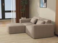 Sofá modular seccional Matrix de 2 plazas con chaise longue, color marrón | 3 piezas (incluye 1 otomana), tela Cloud Velvet, ideal para espacios pequeños.