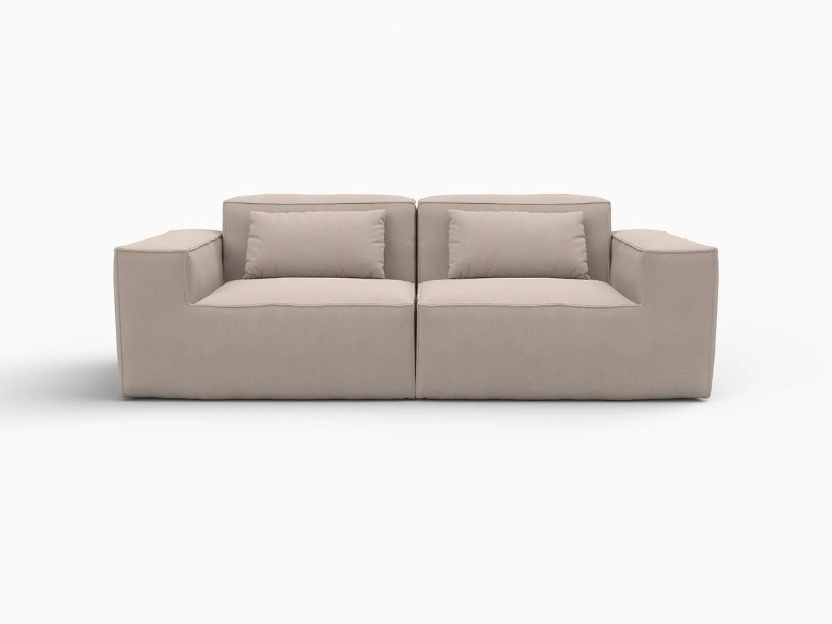 Sofá modular de dos plazas Matrix, color marrón | 2 piezas, tela Cloud Velvet, para espacios pequeños
