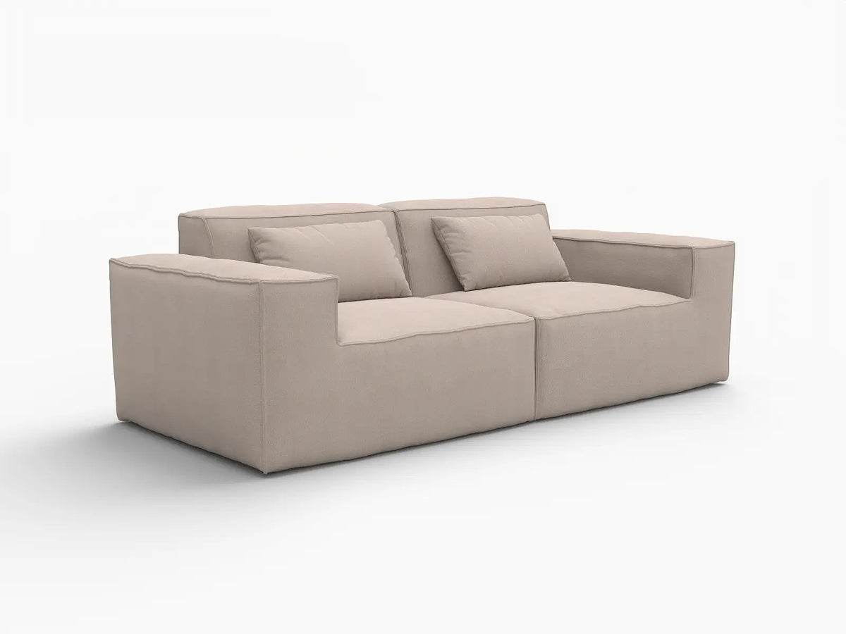 Sofá modular de dos plazas Matrix, color marrón | 2 piezas, tela Cloud Velvet, para espacios pequeños
