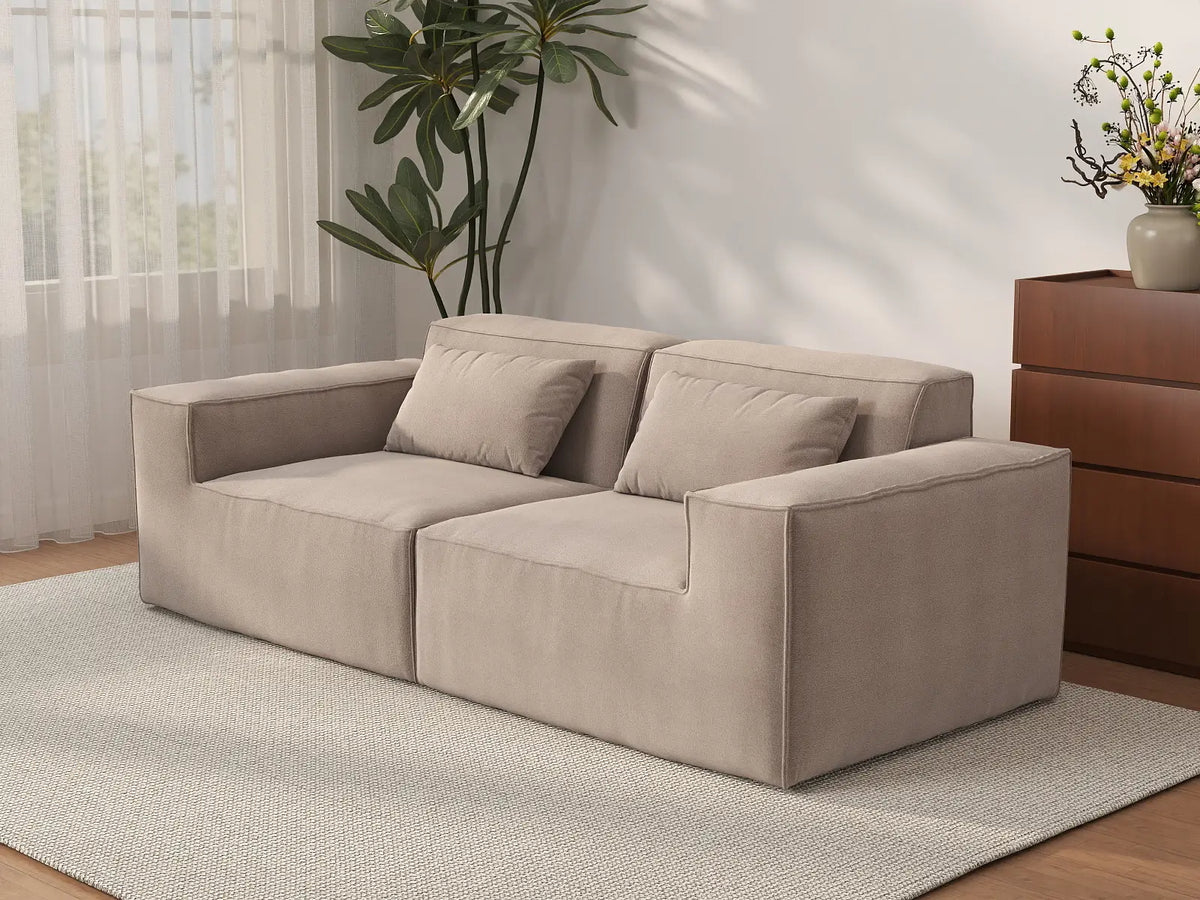 Sofá modular de dos plazas Matrix, color marrón | 2 piezas, tela Cloud Velvet, para espacios pequeños