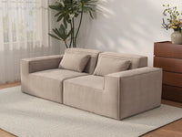 Sofá modular de dos plazas Matrix, color marrón | 2 piezas, tela Cloud Velvet, para espacios pequeños