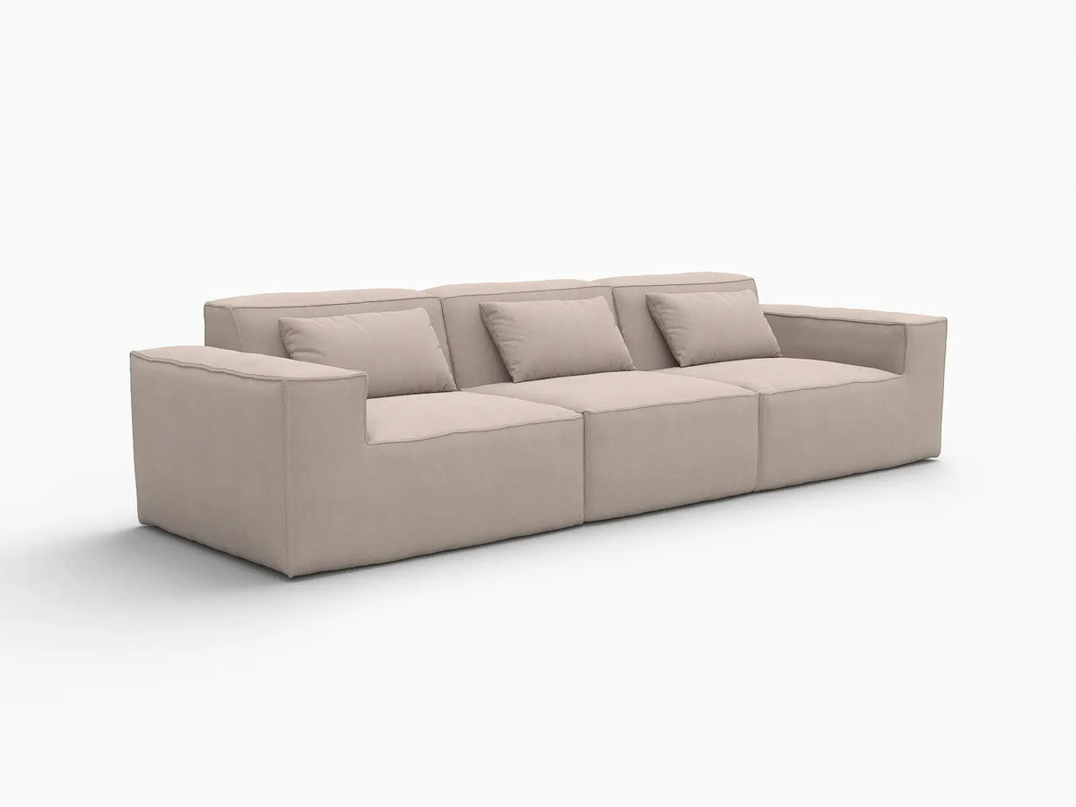 Forma Brown 3-Seater Couch Sectionals | 3-Piece, Cloud Velvet Fabric, Fixed Upholstery