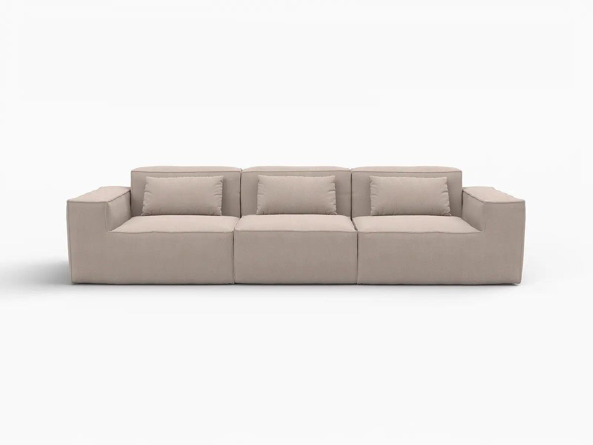 Forma Brown 3-Seater Couch Sectionals | 3-Piece, Cloud Velvet Fabric, Fixed Upholstery