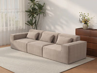 Forma Brown 3-Seater Couch Sectionals | 3-Piece, Cloud Velvet Fabric, Fixed Upholstery