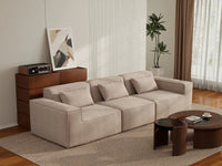 Forma Brown 3-Seater Couch Sectionals | 3-Piece, Cloud Velvet Fabric, Fixed Upholstery