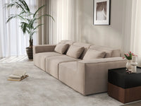 Forma Brown 3-Seater Couch Sectionals | 3-Piece, Cloud Velvet Fabric, Fixed Upholstery