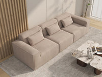 Forma Brown 3-Seater Couch Sectionals | 3-Piece, Cloud Velvet Fabric, Fixed Upholstery