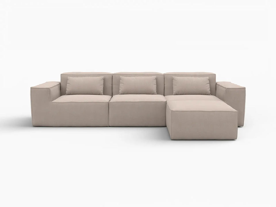 Forma Brown 3-Seater L-Shaped Sectionals | 4-Piece (includes 1 ottoman), Cloud Velvet Fabric, Fixed Upholstery