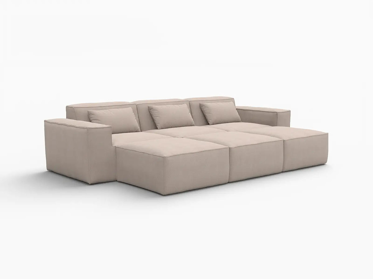 Forma Brown 3-Seater Pit Sectionals | 6-Piece (includes 3 ottomans), Cloud Velvet Fabric, Fixed Upholstery