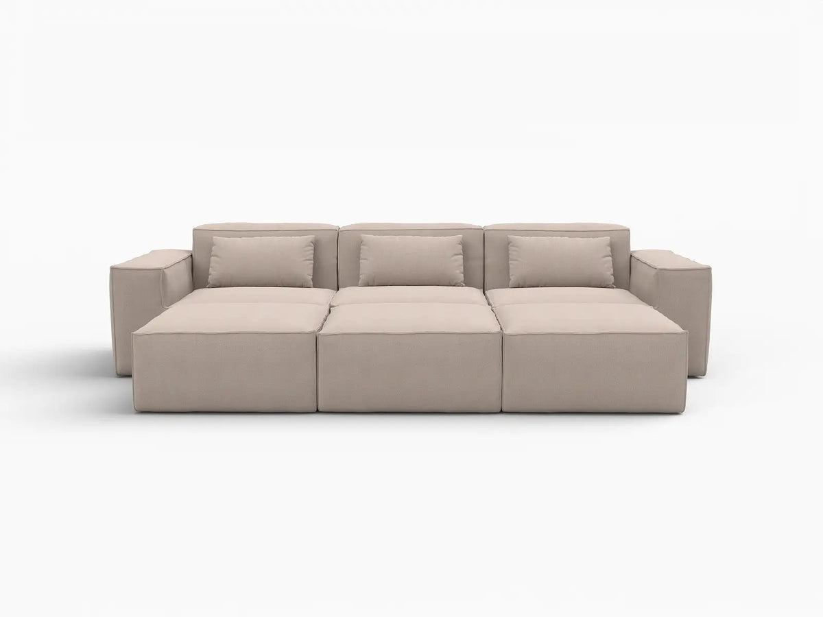 Forma Brown 3-Seater Pit Sectionals | 6-Piece (includes 3 ottomans), Cloud Velvet Fabric, Fixed Upholstery