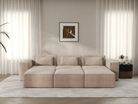 Forma Brown 3-Seater Pit Sectionals | 6-Piece (includes 3 ottomans), Cloud Velvet Fabric, Fixed Upholstery